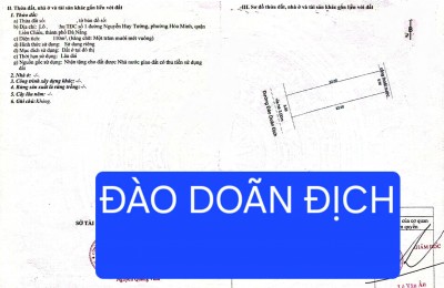 Bán đất đừng ĐÀO DOÃN ĐỊCH - gần bến xe TT Thành phố